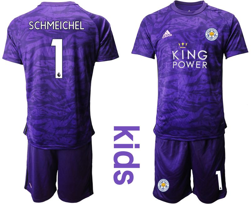 Youth 2019-2020 club Leicester City purple Goalkeeper #1 Soccer Jersey